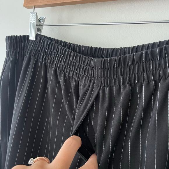 Reformation Black and White Pinstripe Tully Wide Leg Pull On Pant, Size XL - Picture 15 of 16